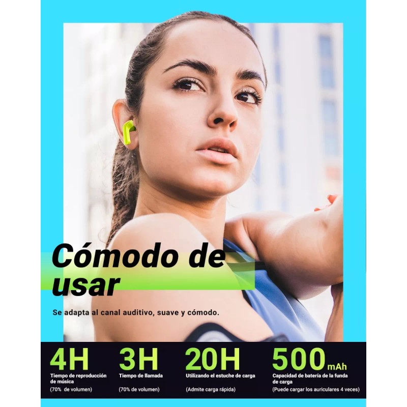 Acefast Audifonos Inalámbricos Pantalla Digital Reducción Ruido Ipx4 Color Verde
