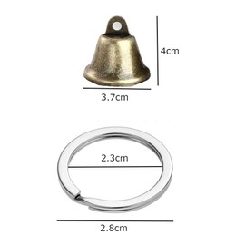 20 Pcs Vintage Bronze Jingle Bells, Bronze Small Jingle Bells Vintage Brass Color with 10 Key Rings, Grazing Copper Bells, Craft Bell for Housebreaking, Dog Doorbell Training,Making Wind Chimes