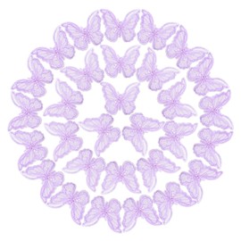 50 piezas de encaje de mariposa con ribete de doble capa de organza y mariposa, encaje bordado de costura para manualidades, ropa, vestido, adornos para el cabello, decoración de boda (morado claro)