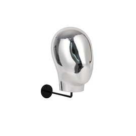 Silver Wall Mounted Mannequin Head for Wig and Hat Display