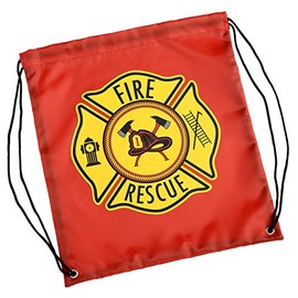 Aeromax Firefighter Drawstring Backpack Red, 6 Pack Drawstring Backpack