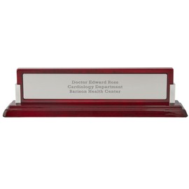 Things Remembered Engraved Gloss Mahogany and Silver Name Plate (Free Customization)