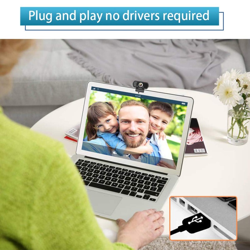Webcam HD 1080P,Webcam with Microphone, USB Desktop Laptop Camera with