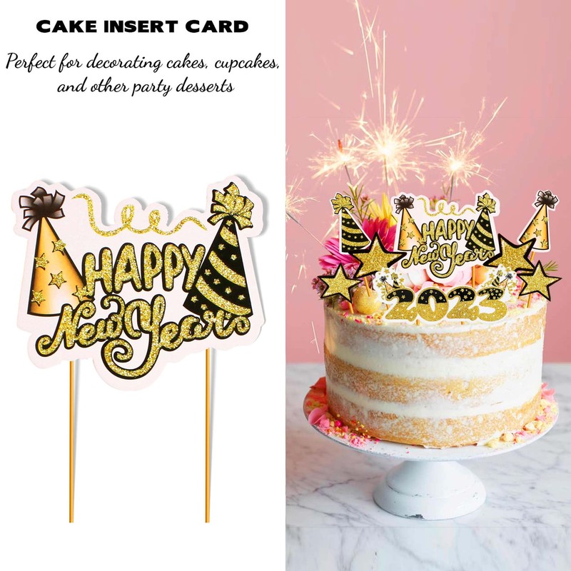 Happy New Year Cupcake Toppers Midnight Star Cupcake Picks