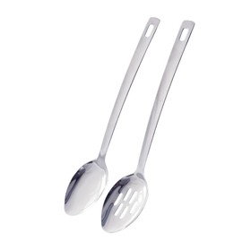 XIAOXGXF 14.5 INCHES Long Handle Stainless Steel Serving Spoon Slotted Spoons Cooking Spoon Kitchen Spoon(Set of 2)