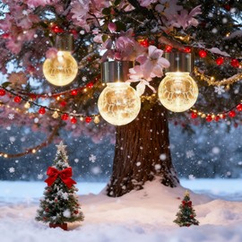 SOLPEX Hanging Solar Lights Outdoor, 8 Pack Decorative Cracked Glass Ball Light, Solar Powered Waterproof Globe Lighting, Hanging Globe Solar Lights for Garden, Yard, Patio, Lawn, Flower Bed