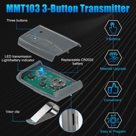 MMT103 3-Button Transmitter Replace for Mighty Mule MMT103 Remote, Compatible with Mighty Mule Garage Door Openers and Gate Openers, Replace for FM135/FM134, etc., Can Control Three Devices 2 Pack