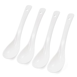 Mosuji 6.5inch Ceramic Soup Spoons Set of 4 - Long Handle, Easy to Hold, Perfect for Ramen, Pho, Dumplings, Miso & Wonton, Dishwasher Safe, Ideal for Asian Soups"