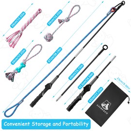Aitmexcn Flirt Pole for Dogs Chase and Tug of War, Interactive Dog Toys for Large Medium Small Dogs, Dog Enrichment Toys with Rope Chewing Toys for Outdoor Training Playing Exercise