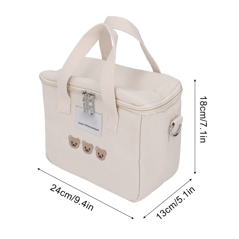 Diaper Shoulder Bag Oxford Cloth Large Capacity Embroidery Bear Pattern