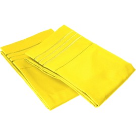 Elegant Comfort Wrinkle & Fade Resistant 1500 Premium Hotel Quality Microfiber Ultra Soft Luxurious 2-Piece Pillowcases, King Size, Yellow