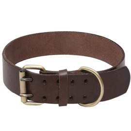 Genuine Leather Dog Collar Adjustable Super Soft Real for Small, Medium Large and Extra Large Breed Dog Collars Brown. (XL)
