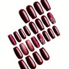 Valentine’s Wine Red Press on Nails Medium Square Fake Nails