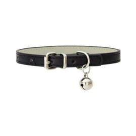 AIMALL Adjustable PU Leather Cat Collar with Bell for Small Dogs and Kittens, Soft Lightweight Pet Collar with Chrome Fittings, Fits 7.8-10.6 Inch Neck