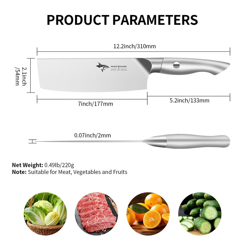MAD SHARK 7 Inch Nakiri Knife, Ultra Sharp German Stainless