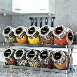 Lovable Labels Chalkboard Spice Jar Labels - 200 Pre-Printed + 25 Blank Write-On Stickers Dishwasher Safe and Waterproof Great for Spices and Seasonings Organize Your Spice Rack (Dots Design)