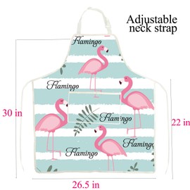 ENSIANTH Flamingo Apron with Pockets Flamingo Gifts for Flamingo Lovers Apron Pink Flamingo Cooking Kitchen BBQ Baking Chef Apron (Flamingo Apron)