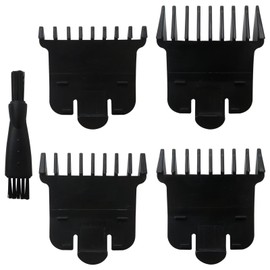 Xspeedonline 4-Pack Black Trimmer Guards for Andis T Outlinerr, Snap-on Blade Attachment Combs Set with Brush, 1/16", 1/8", 1/4", 3/8"