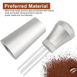 Csuntikulo WDT Tool, Upgraded WDT Tool Espresso Needle with 7 Fine Needles, Coffee Tamper Espresso Needle, Coffee Accessories, Espresso Coffee Stirrer, Espresso Coffee Stirrer for Barista, Silver