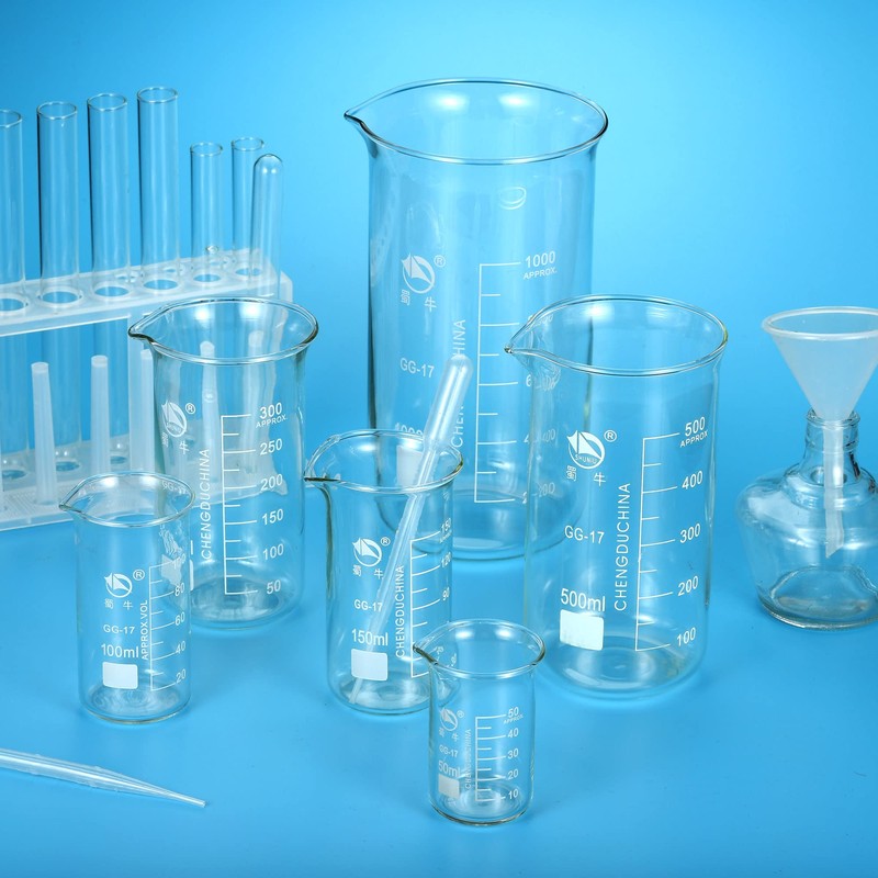 PATIKIL 50ml Tall Foam Glass Beaker, 2pcs 3.3 Borosilicate Glass,