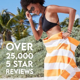 Dock & Bay Customized Beach Towel - Quick Dry, Sand Free - Compact, Lightweight - 100% Recycled - Includes Bag - Cabana - Ipanema Orange - Large