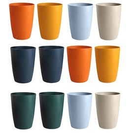 LATERN Pack of 12 Reusable Plastic Cups, 360 ml, Unbreakable Drinking Cups, Children, Durable Water Cups, Dishwasher Safe Cups for Kitchen, Parties, Outdoors, Picnics, BBQ (6 Colours)