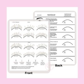 Lash Extension Beginner Practice Chart Lash Mapping Chart Kit 1 Eyelash Practice Cards & 5 Mix Colors Eye Shape Sponges Eyelash Extension Curl & Diameter Sheet (White - Type B+5pcs Mix Color Sponges)