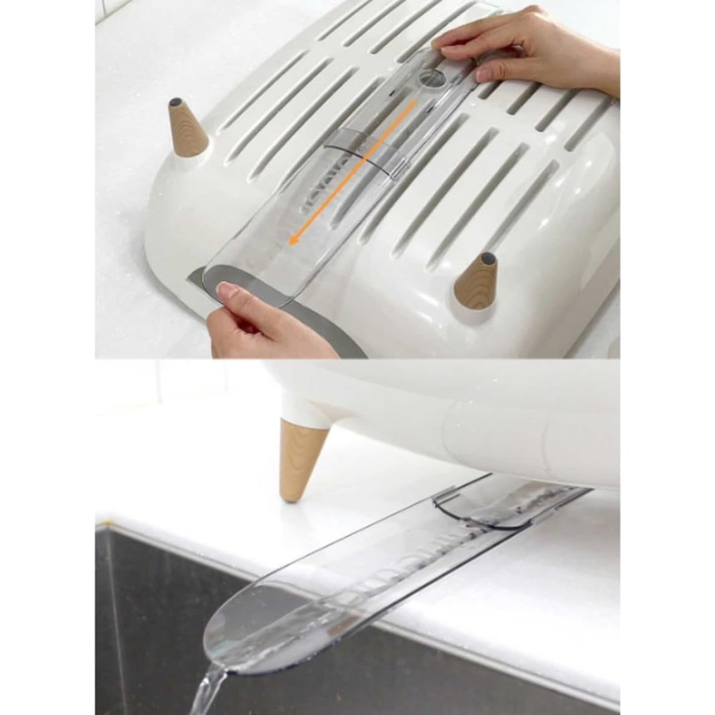 Nineware Compact Dish Drying Rack with Utensil Holder, 360° Rotating