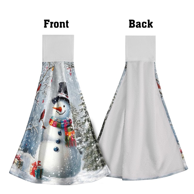 Giwawa 2PCs Snowman Kitchen Hanging Towel Christmas Winter Snow Trees