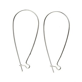 Sterling Silver 925 Long Kidney Ear Wires 45mm 1 Pair