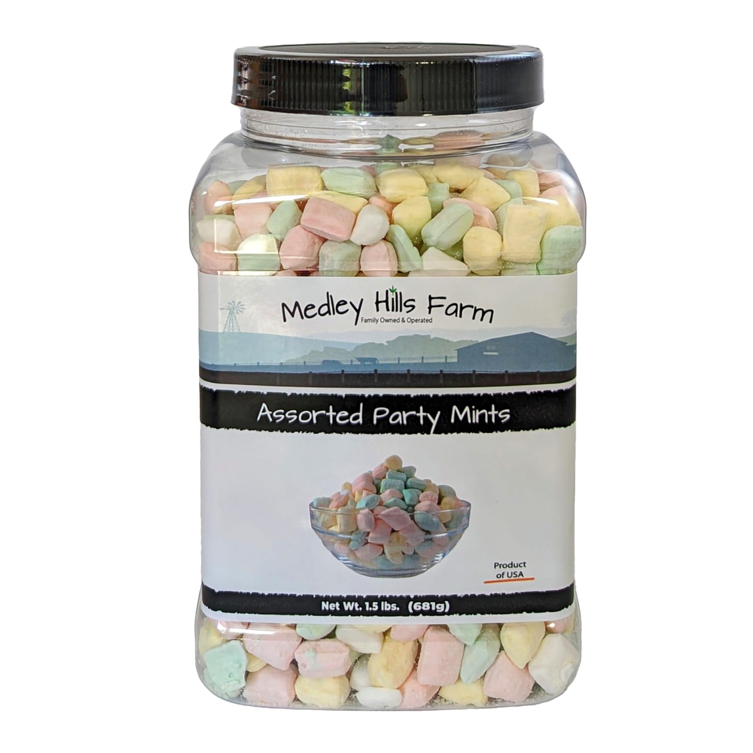 Assorted Party Mints By Medley Hills Farm in Reusable Container 1.5 lbs ...