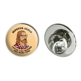 Hipster Jesus Loved You Before You Were Cool Funny Humor Metal 0.75" Lapel Hat Pin Tie Tack Pinback