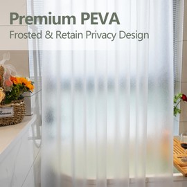 Seenus Waterproof 3D Frosted Shower Curtain Liner with 12 Hooks, 72 x 72 inch BPA-Free PEVA Plastic Shower Liner with 3 Weighted Magnets, Bathroom Shower Curtain Liner Semi Transparent