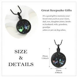 Imrsanl Tree of Life Urn Necklaces for Ashes for Women Men Tree of Life with Celtic knot Cremation Jewelry for Ashes Memory Jewelry for Human (Black)