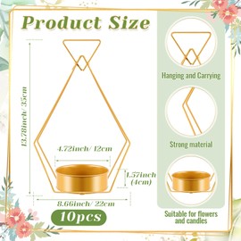 Ninehaoou 10 Pcs Gold Vases for Centerpieces Wedding Geometric Vases Trumpet Vase for Table Geometric Metal Flower Stand for Weddings Party Decoration Centerpiece Table Decorations