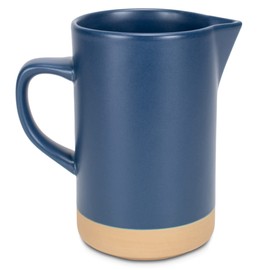Nat & Jules Raw Bottom Matte Navy Blue 40 ounce Ceramic Pitcher Jug