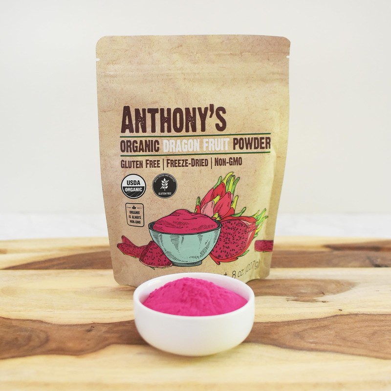 Anthony's Organic Dragon Fruit Powder, 8 oz, Freeze-Dried, Gluten Free,