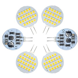 GLMING G4 LED Lamp 24-2835SMD Super Bright Dome Light Warm White AC/DC12-24V Pack of 6