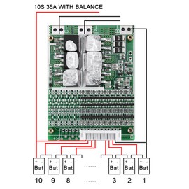 Msiud 36V BMS Protection Board, Charger Module Balance Function Balancing Overcharge Conservation for Ternary Cobalt Manganese Acid Batteries Li ion Battery PCB Heat Dink Cell Functional Protections