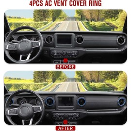 AuTK Aluminum Alloy Interior Upgrade Kit for 2018-2025 Jeep Wrangler JL/JLU & Gladiator JT - Complete Kit (8-Piece Set, Blue) - HVAC Knob Covers, Light Switch Trim & AC Vent Outlet Rings