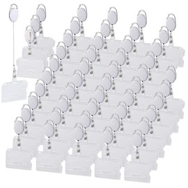 General Office ID Card Holder with Strap: Set of 50 Hard Plastic ID Sleeves 60cm Yo-yo Clip (Card Holder with Strap, ID Card Holder with Strap, Card Protector Sleeve)