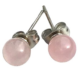 Gemstone Pearl Stud Earrings | 6 mm | in Velvet Pouch | Various Designs | Your Energy Always with You, Stainless Steel