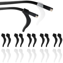Dhoptical 10 Pair Eyeglass Ear Grip,5 Pairs Black/White Soft Silicone Glasses Ear Grip Temple Tips Eyeglass Pads Anti Slip Eyeglasses Ear Hook Comfort Sport