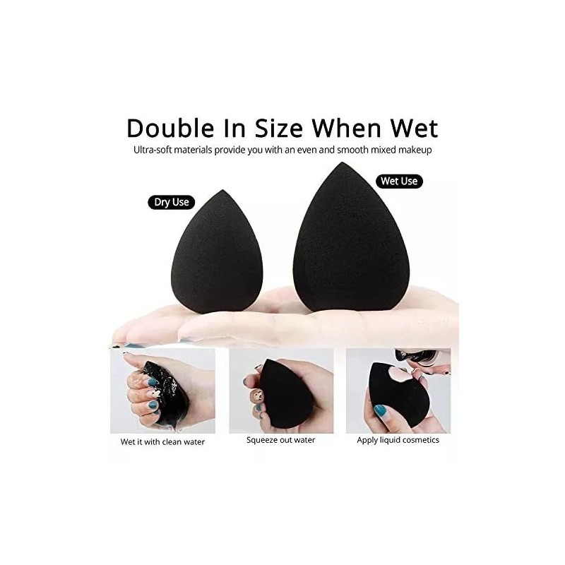 Beakey Esponjas Para Difuminar Mezclar Maquillaje 5 Piezas Negro