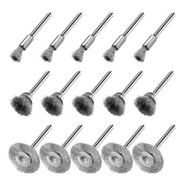Snokay 15-Pack Stainless Steel Wire Brush Set, Wire Brush Wheels and Polishing Wheel Kits for Rotary Tool Accessories, Cleaning and Polishing Tools