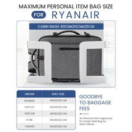 LOVEVOOK Ryanair Easyjet Hand Luggage Backpack Travel Backpack Hand Luggage Aeroplane Carry On Travel Backpack Hand Luggage Cabin Max Bag Backpack Bag Suitcase, gray, 40 x 20 x 25 inches, Casual