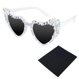 GMHLLES Heart Shaped Sunglasses, Stylish Rhinestone Pearl Sunglasses Wedding Bachelor Party Supplies Fashionable and Retro