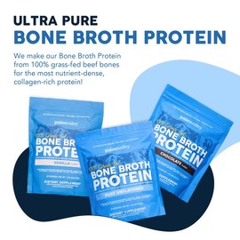 Paleovalley 100% Grass Fed Beef Bone Broth Protein Powder - Rich in Collagen Peptides for Hair, Skin, Gut Health, Bone and Joint Support - 13g Protein Per Serving - No Gluten or GMOs - Vanilla
