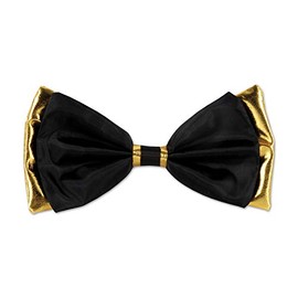 Black and Gold Fabric Bow Tie