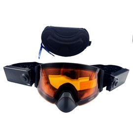 Wynthorix Heated Goggles Snowmobile Anti-Fog Magnetic Interchangeable Frameless 100% UV Lens OTG Electric Ski Goggle Men Rechargeable Battery Snow Machine Snowboard (Vlt 44% Orange Lens)